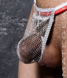 Sexy Mens Swimwear Ultra Slingshot - Ree Shin (White/Red Band)