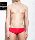 [2pc/Pack] Sexy Men's Sportswear Signature Mini Shorts - Ki Nam (Red Air Nylon)