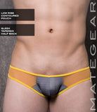Sexy Mens Swimwear Pouch Mini Squarecut - Ri Du (Tapered Back) Grey Sports Netting / Medium