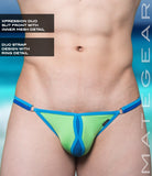Sexy Mens Swimwear Xpression Mini Swim Bikini - Hu Hyo (Double Slit Front) Lime Ultra Thin Nylon /